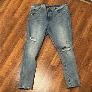 Express Light Blue Distressed Skinny Jeans